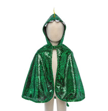 Load image into Gallery viewer, Great Pretenders Metallic Green Dragon Cape 2-3