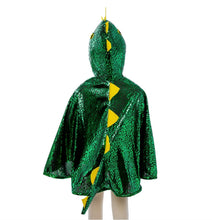 Load image into Gallery viewer, Great Pretenders Metallic Green Dragon Cape 2-3