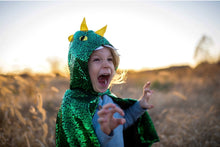 Load image into Gallery viewer, Great Pretenders Metallic Green Dragon Cape 2-3
