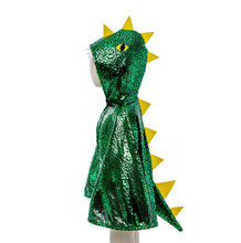 Load image into Gallery viewer, Great Pretenders Metallic Green Dragon Cape 2-3
