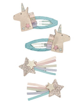 Load image into Gallery viewer, Mimi & Lula Unicorn Click Clack Clips 4 Pack