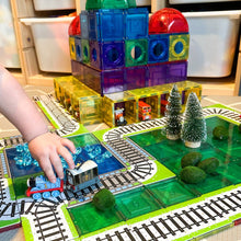 Load image into Gallery viewer, Learn & Grow Magnetic Tile Toppers - Train Tracks 36 piece
