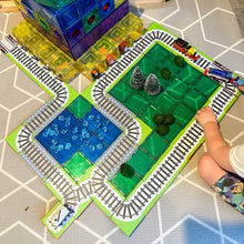 Load image into Gallery viewer, Learn & Grow Magnetic Tile Toppers - Train Tracks 36 piece