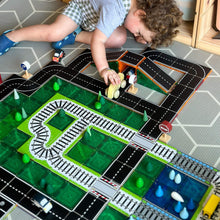 Load image into Gallery viewer, Learn & Grow Magnetic Tile Toppers - Train Tracks 36 piece