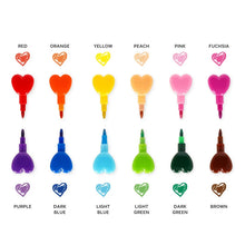 Load image into Gallery viewer, Legami Set of 12 Stackable Heart Crayons