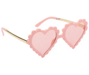 Love Heart Shaped Fashion Sunglasses Pink Scalloped Frame with Pink Lens