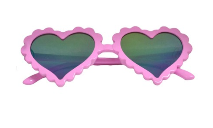 Love Heart Shaped Fashion Sunglasses Pink Scalloped Frame with Dark Lens