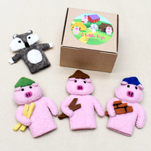 Load image into Gallery viewer, Tara Treasures Felt Finger Puppet Set Three Little Pigs