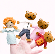 Load image into Gallery viewer, Tara Treasures Felt Finger Puppet Set Goldilocks and the Three Bears