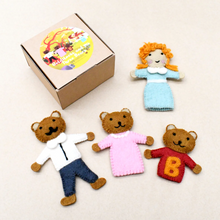Load image into Gallery viewer, Tara Treasures Felt Finger Puppet Set Goldilocks and the Three Bears