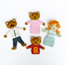 Load image into Gallery viewer, Tara Treasures Felt Finger Puppet Set Goldilocks and the Three Bears