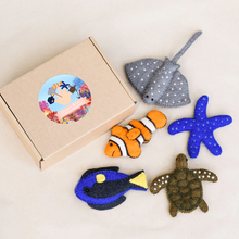 Load image into Gallery viewer, Felt Finger Puppet Set Coral Reef