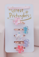 Load image into Gallery viewer, Great Pretenders Shimmer Flower Rings 5 Pack