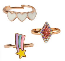 Load image into Gallery viewer, Great Pretenders Heart Star Rings 3 Pack