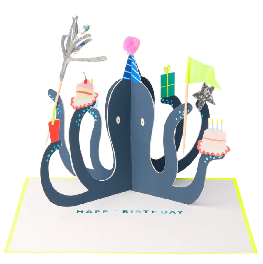 Birthday Card 3D Octopus