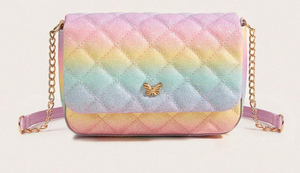 Pastel Rainbow Quilted Glitter Bag