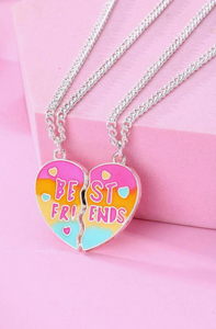 Best Friends Necklace Set Rainbow Heart