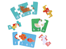 Load image into Gallery viewer, Petit Collage Spelling Puzzles : Animals 3 & 4 Letter Words