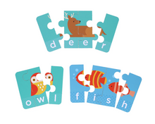 Load image into Gallery viewer, Petit Collage Spelling Puzzles : Animals 3 & 4 Letter Words