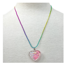 Load image into Gallery viewer, Pink Poppy Mermaid Heart Necklace