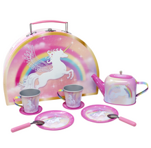 Load image into Gallery viewer, Pink Poppy Unicorn Dreamer 10 Piece Tin Tea Set in Carry Case
