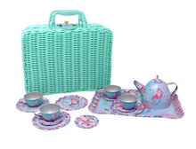 Load image into Gallery viewer, Pink Poppy Shimmering Mermaid Tin Tea Set in Carry Case