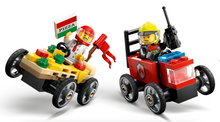 Load image into Gallery viewer, Lego City Pizza vs Fire Truck Race Car Pack 60458