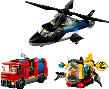 Load image into Gallery viewer, Lego City Helicopter, Fire Truck & Submarine Remix 60462