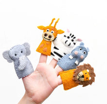 Load image into Gallery viewer, Tara Treasures Felt Finger Puppet Set Safari Animals