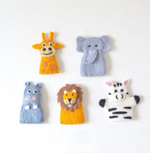 Load image into Gallery viewer, Tara Treasures Felt Finger Puppet Set Safari Animals