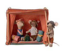 Load image into Gallery viewer, Maileg Happy Camper Tent with Hiker Brother & Sister