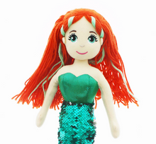 Load image into Gallery viewer, Cotton Candy Rose Flip Sequined Green Mermaid Doll