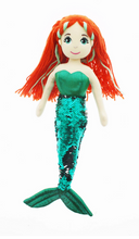 Load image into Gallery viewer, Cotton Candy Rose Flip Sequined Green Mermaid Doll