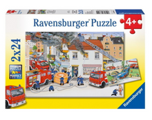 Load image into Gallery viewer, Ravensburger 2 X 24 Piece Busy Fire Brigade Puzzles
