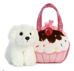 Fancy Pals Bichon in Pink Cupcake Bag