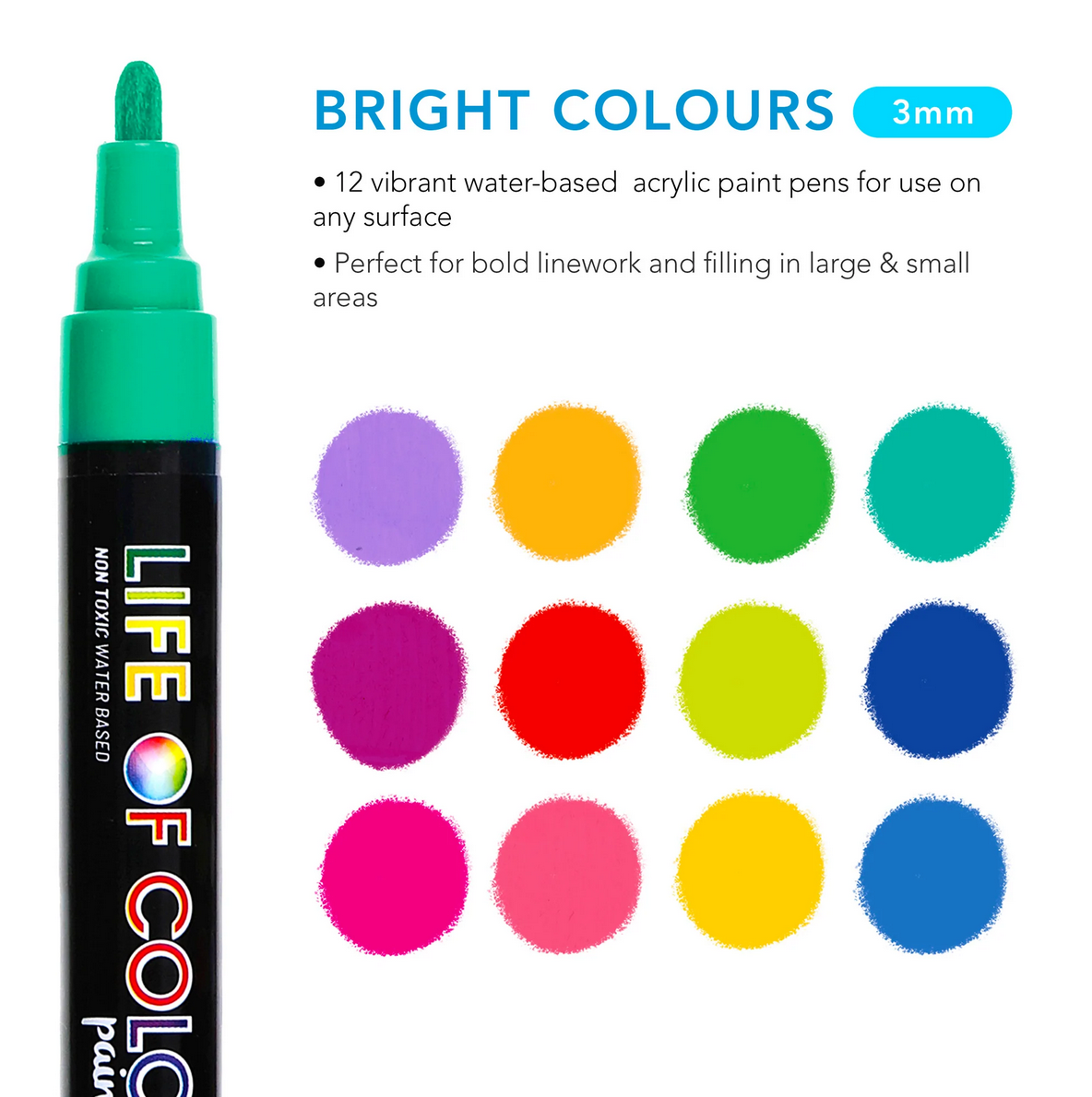 Life of Colour Brights Medium Acrylic Paint Pens – Kinderplay Playthings