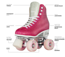Load image into Gallery viewer, Disco GLAM Pink/Silver Roller Skates (Medium 3-6)