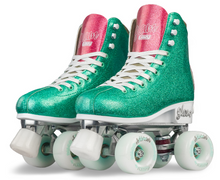 Load image into Gallery viewer, Disco GLAM Teal/ Pink Roller Skates (Small j12-2)