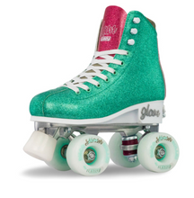 Load image into Gallery viewer, Disco GLAM Teal/ Pink Roller Skates (Small j12-2)