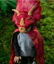 Load image into Gallery viewer, Great Pretenders Red Triceratops Hooded Cape
