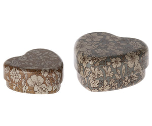 Maileg Metal Heart Box Set Blue Ochre