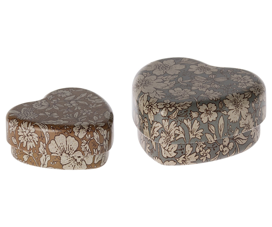 Maileg Metal Heart Box Set Blue Ochre