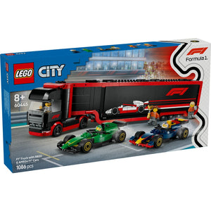 Lego City F1 Truck with RB20 & AMR24 F1 Cars 60445