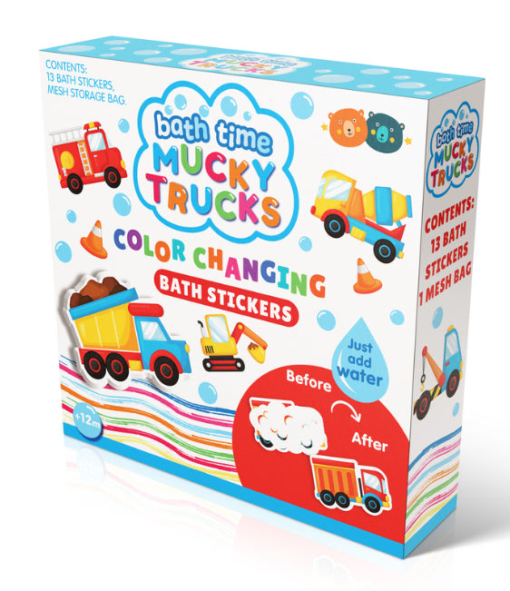 Colour Changing Bath Stickers - Mucky Trucks