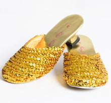 Load image into Gallery viewer, Fairy Girls Gold Princess Slippers - Large
