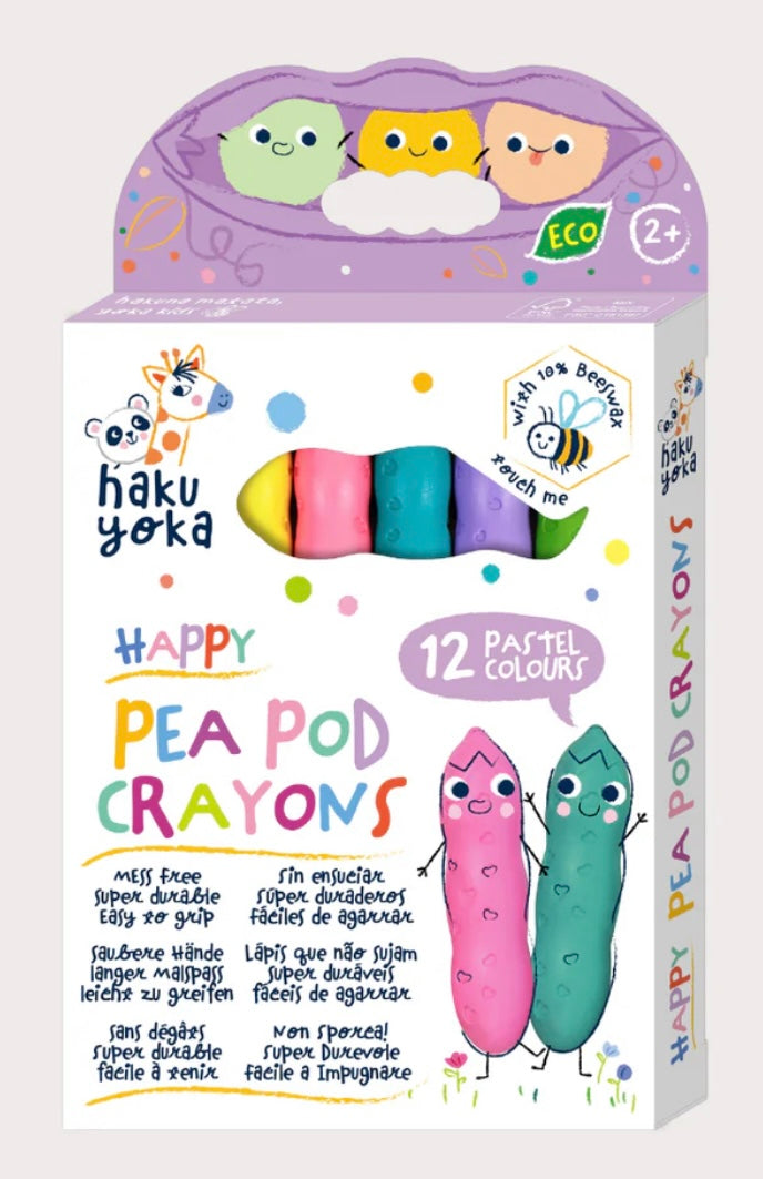 Haku Yoka Happy Pea Pod Crayons 12 Pastle