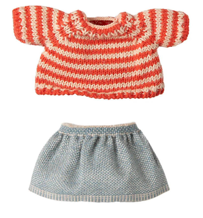 Maileg Big Sister Mouse Knitted Sweater and Skirt