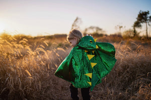 Great Pretenders Metallic Green Dragon Cape 2-3