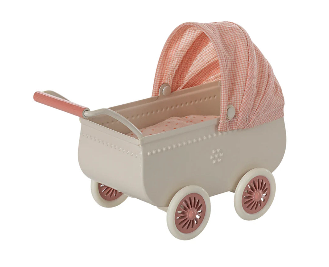 Maileg Pram Mouse Coral