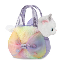 Load image into Gallery viewer, Fancy Pals White Cat in Big Bow Purple Bag
